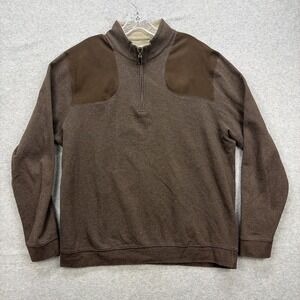 Sharp Lad Sweater Mens XL Brown Heather Faux Suede Patches Academia Ivy Preppy